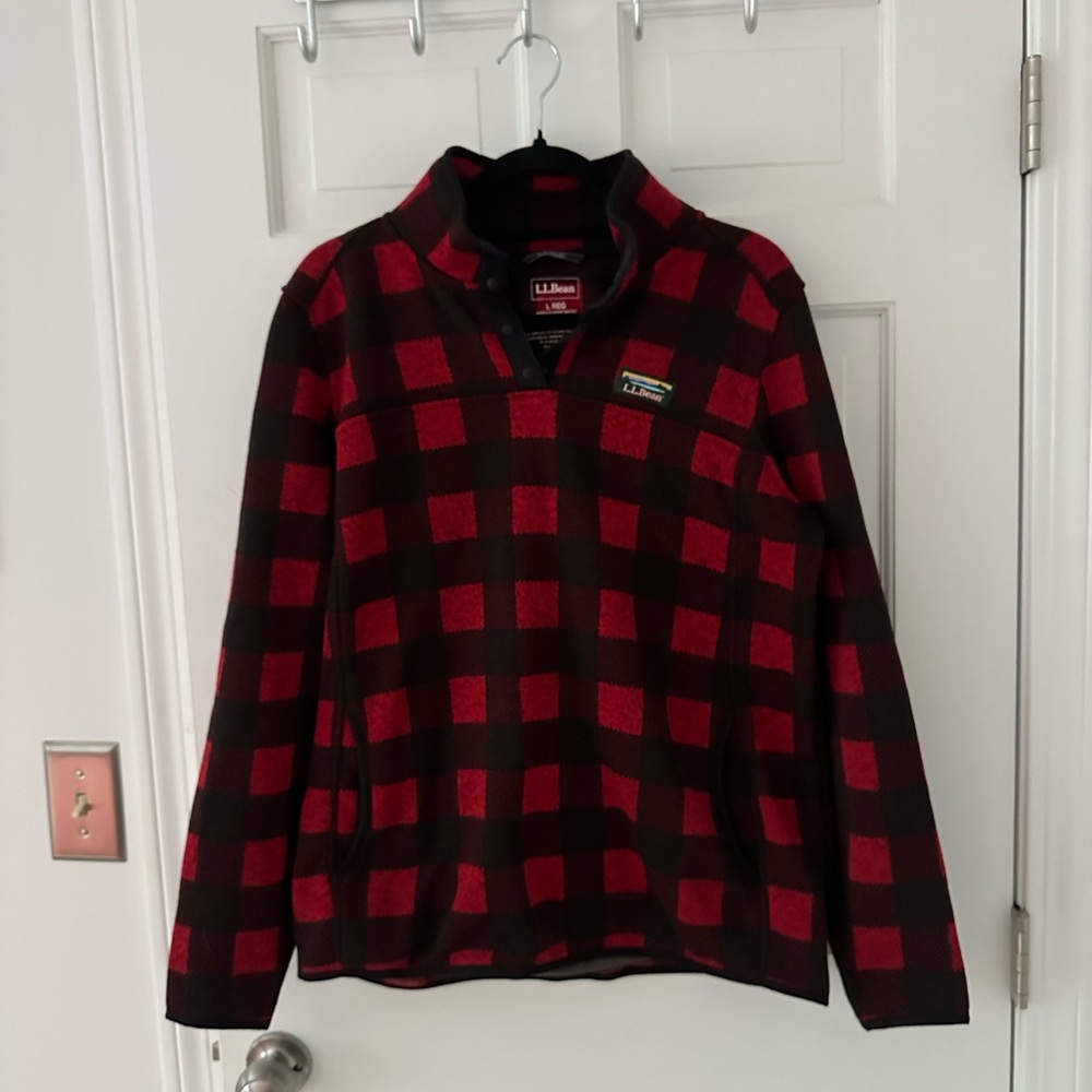 L.L. Bean Plaid Quarter Zip Fleece